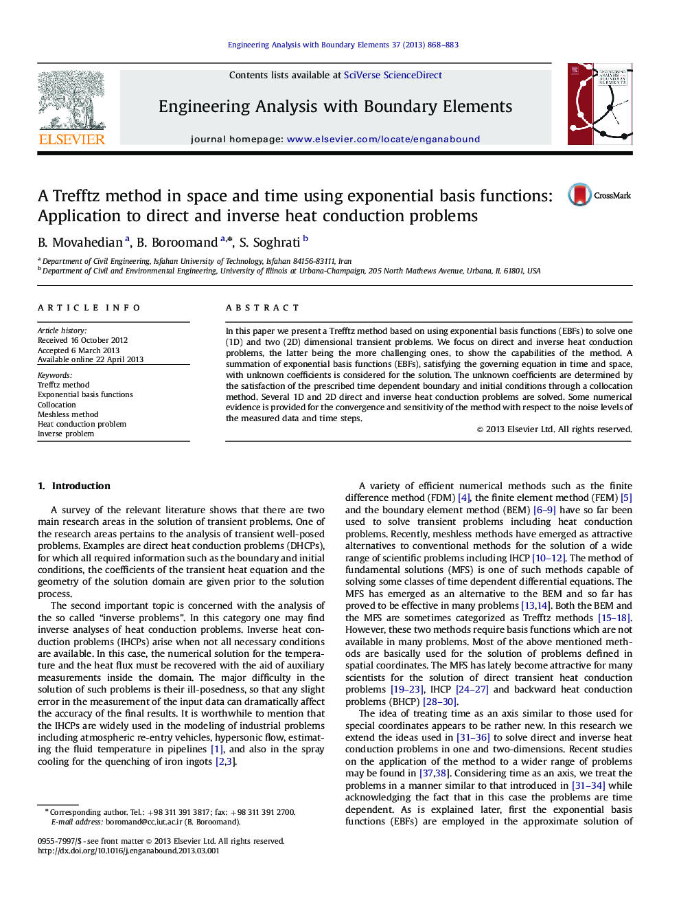 A Trefftz method in space and time using exponential basis functions: Application to direct and inverse heat conduction problems