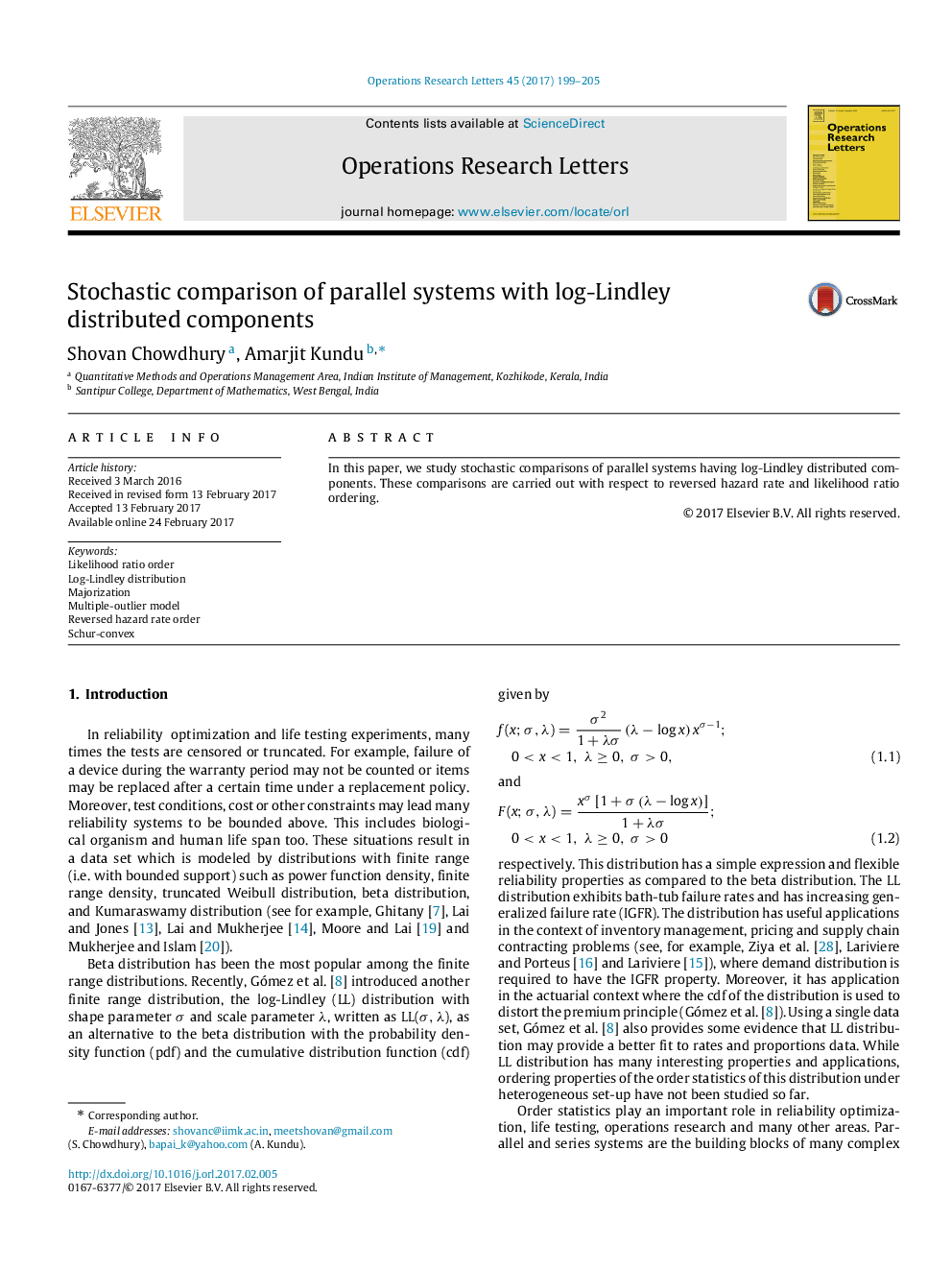 Stochastic comparison of parallel systems with log-Lindley distributed components