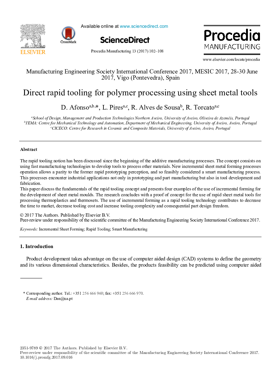 Direct rapid tooling for polymer processing using sheet metal tools