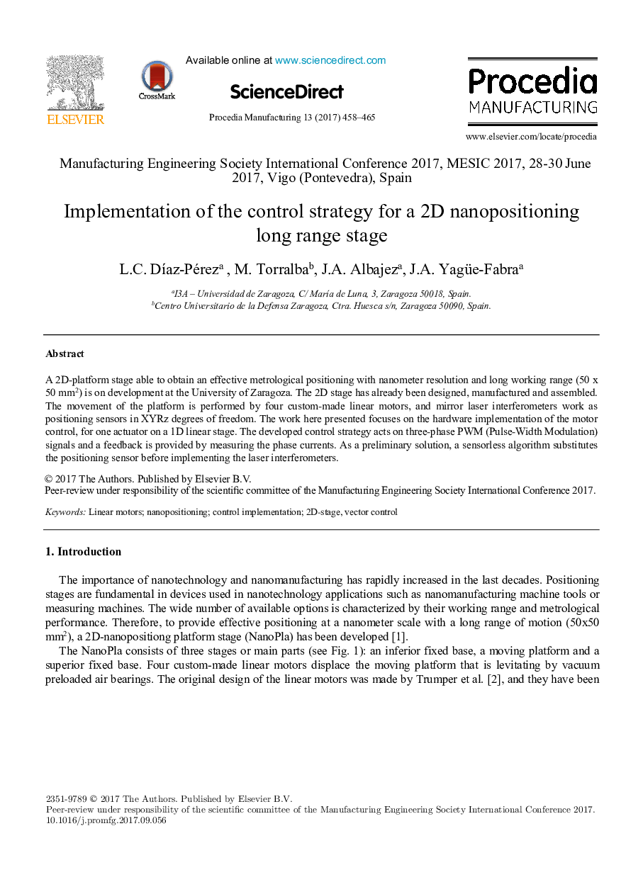 Implementation of the control strategy for a 2D nanopositioning long range stage