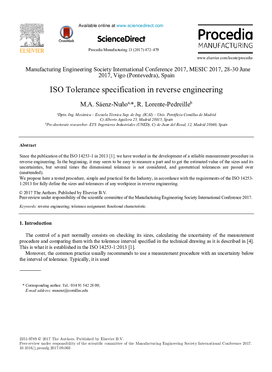 ISO Tolerance specification in reverse engineering