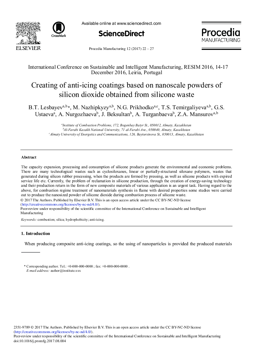 Creating of Anti-icing Coatings Based on Nanoscale Powders of Silicon Dioxide Obtained from Silicone Waste