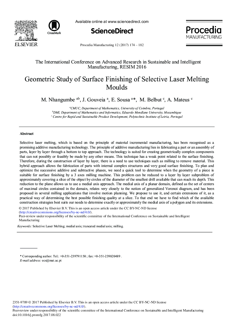 Geometric Study of Surface Finishing of Selective Laser Melting Moulds