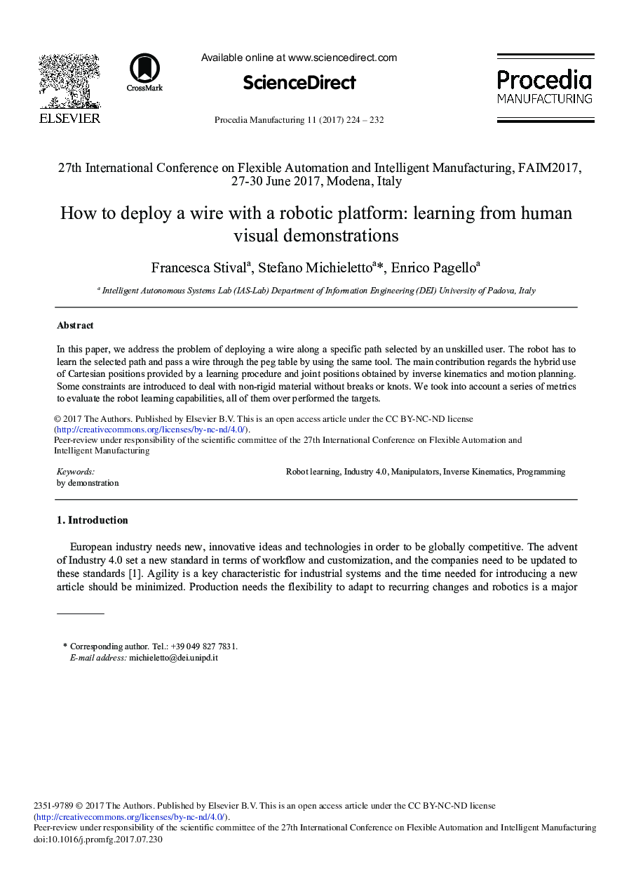 How to Deploy a Wire with a Robotic Platform: Learning from Human Visual Demonstrations