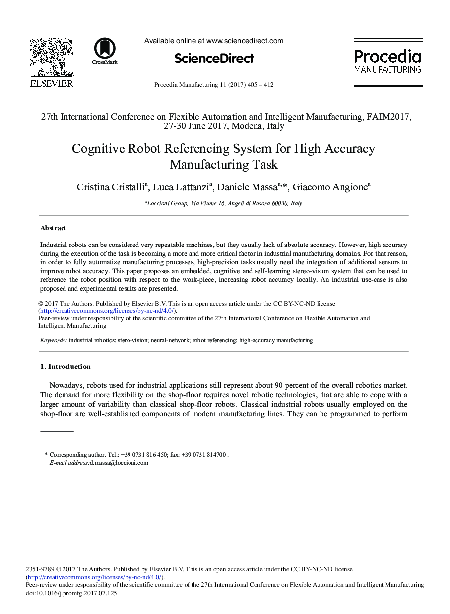 Cognitive Robot Referencing System for High Accuracy Manufacturing Task