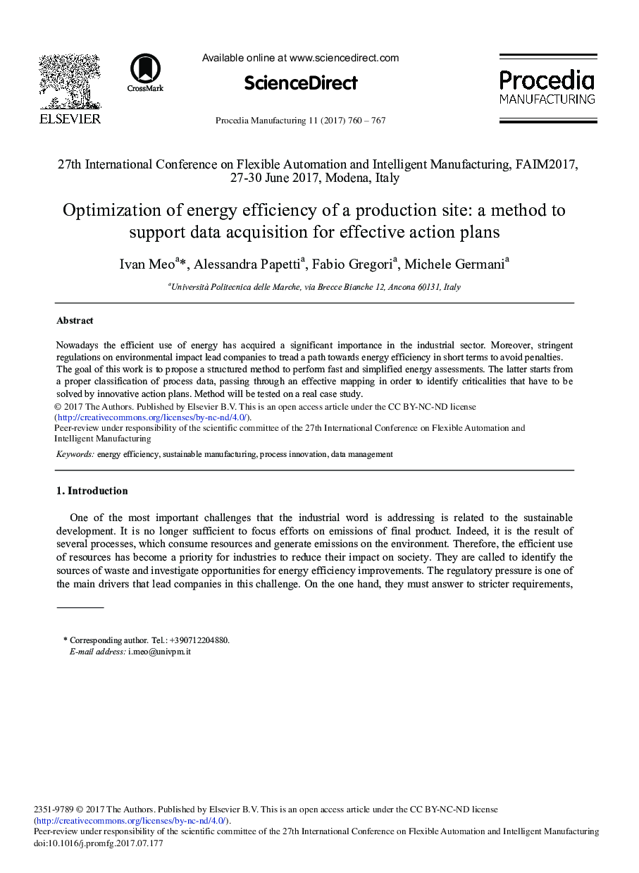 Optimization of Energy Efficiency of a Production Site: A Method to Support Data Acquisition for Effective Action Plans