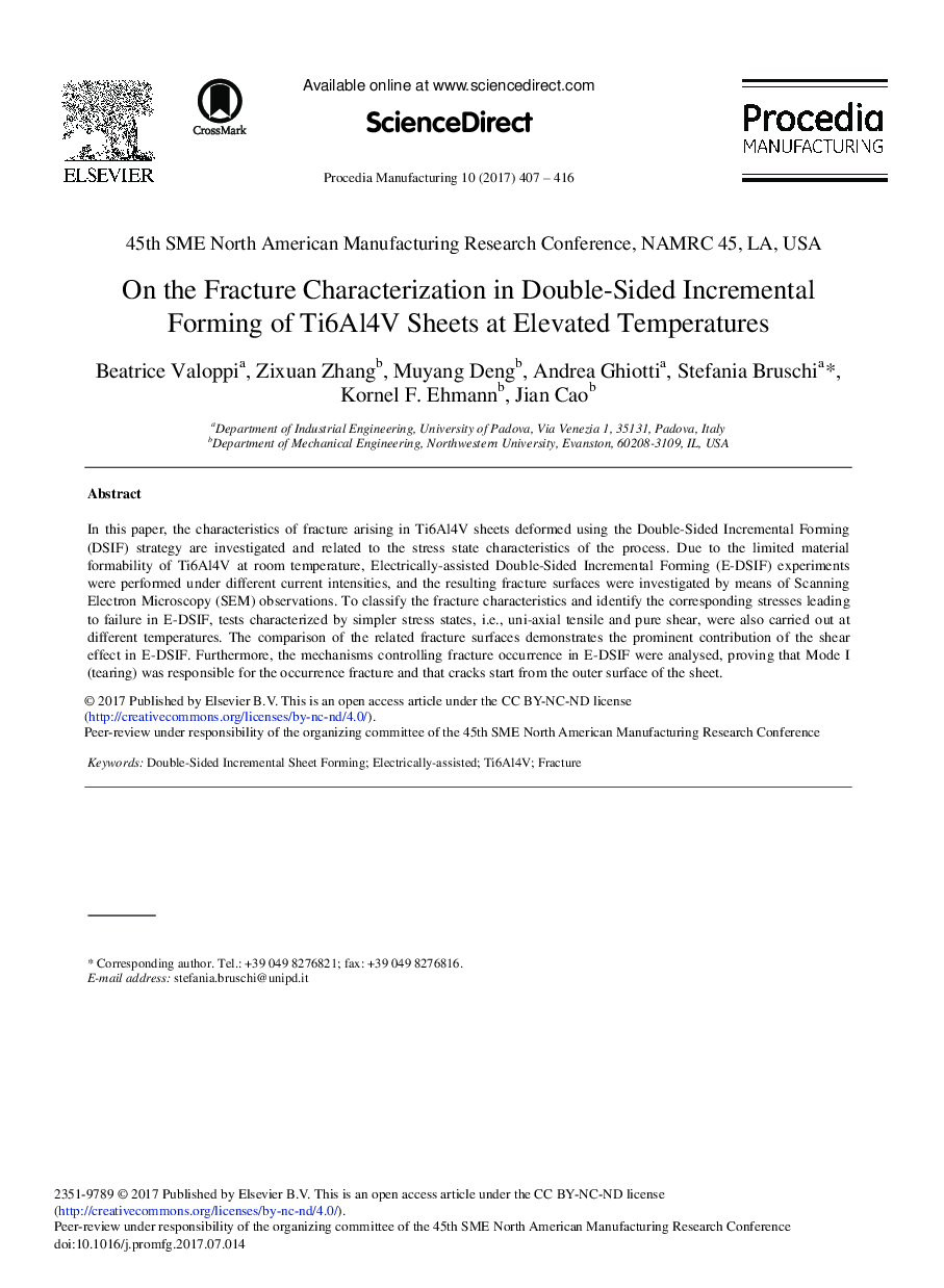 On the Fracture Characterization in Double-Sided Incremental Forming of Ti6Al4V Sheets at Elevated Temperatures