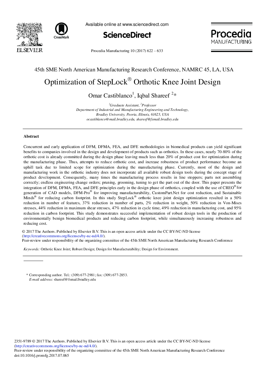 Optimization of StepLock® Orthotic Knee Joint Design