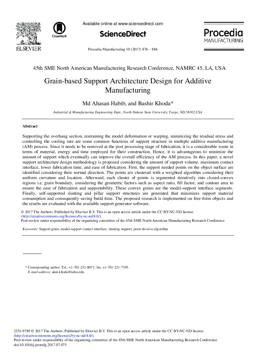 Grain-based Support Architecture Design for Additive Manufacturing