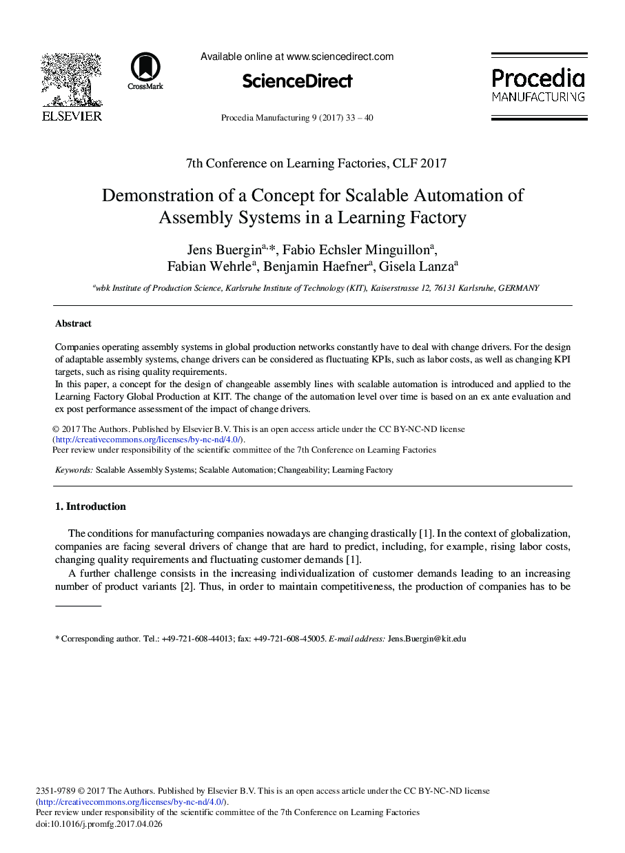 Demonstration of a Concept for Scalable Automation of Assembly Systems in a Learning Factory