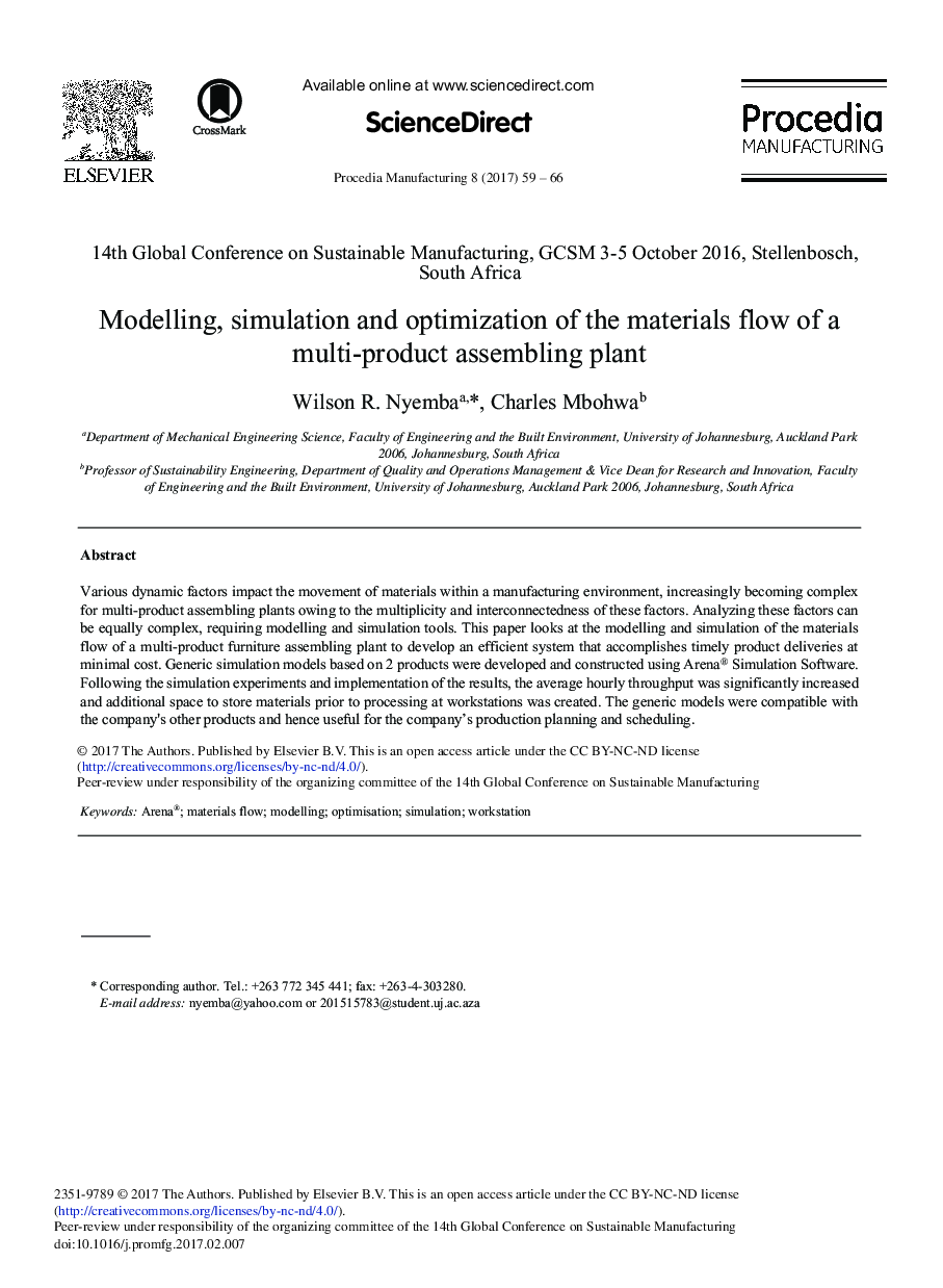 Modelling, Simulation and Optimization of the Materials Flow of a Multi-product Assembling Plant