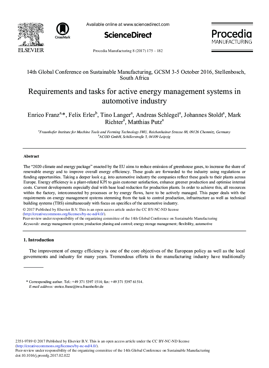 Requirements and Tasks for Active Energy Management Systems in Automotive Industry