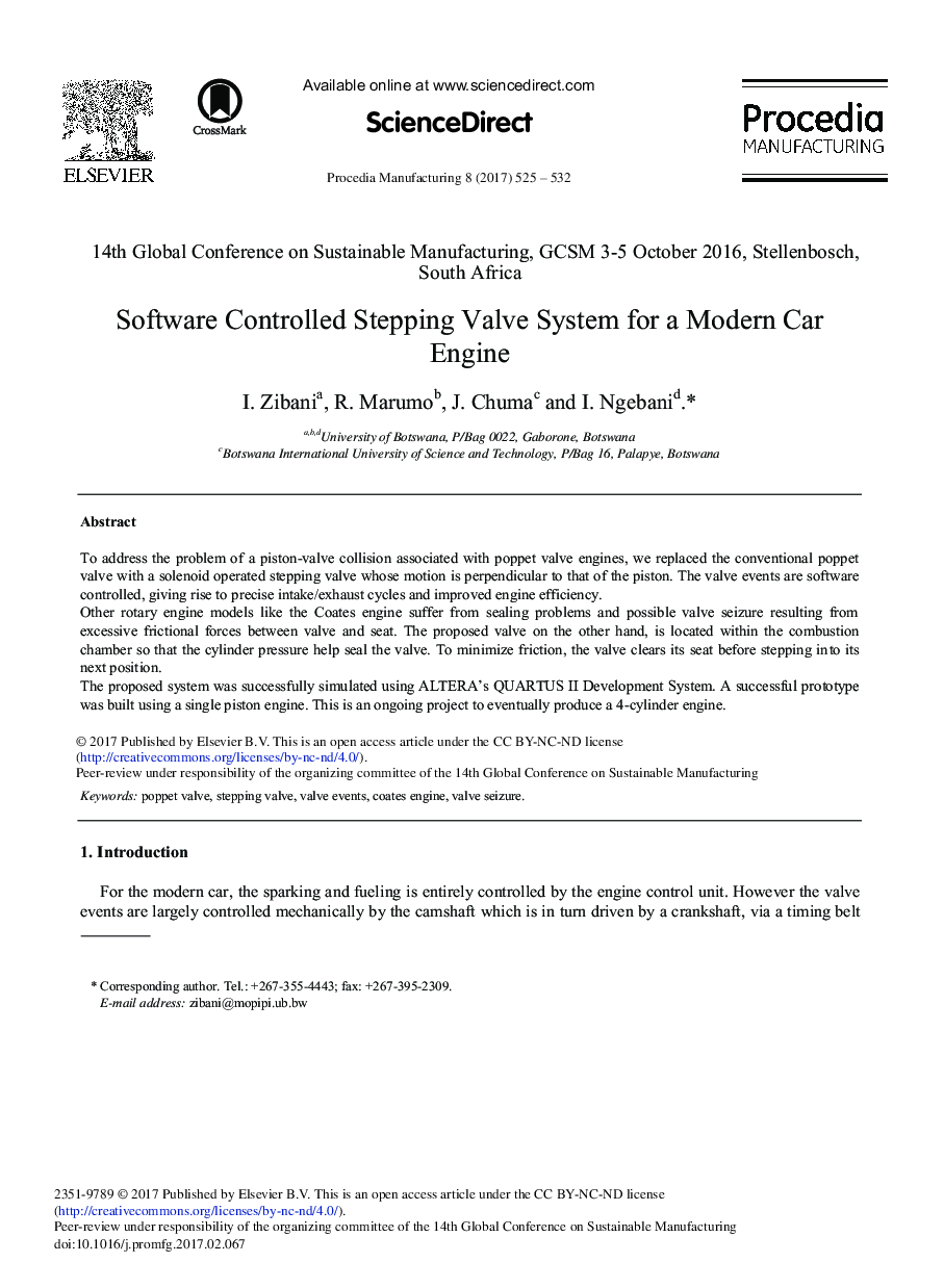 Software Controlled Stepping Valve System for a Modern Car Engine