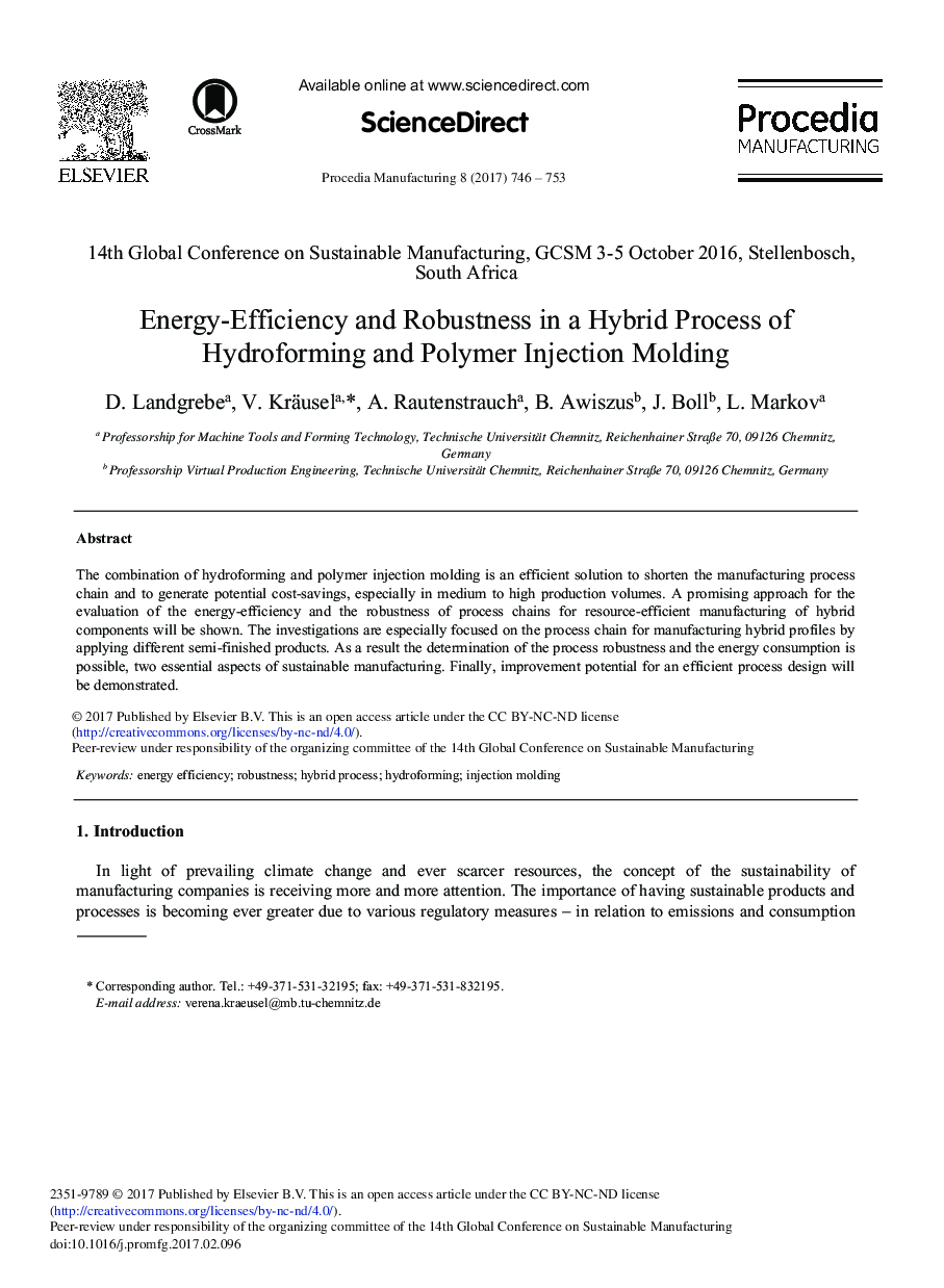 Energy-efficiency and Robustness in a Hybrid Process of Hydroforming and Polymer Injection Molding