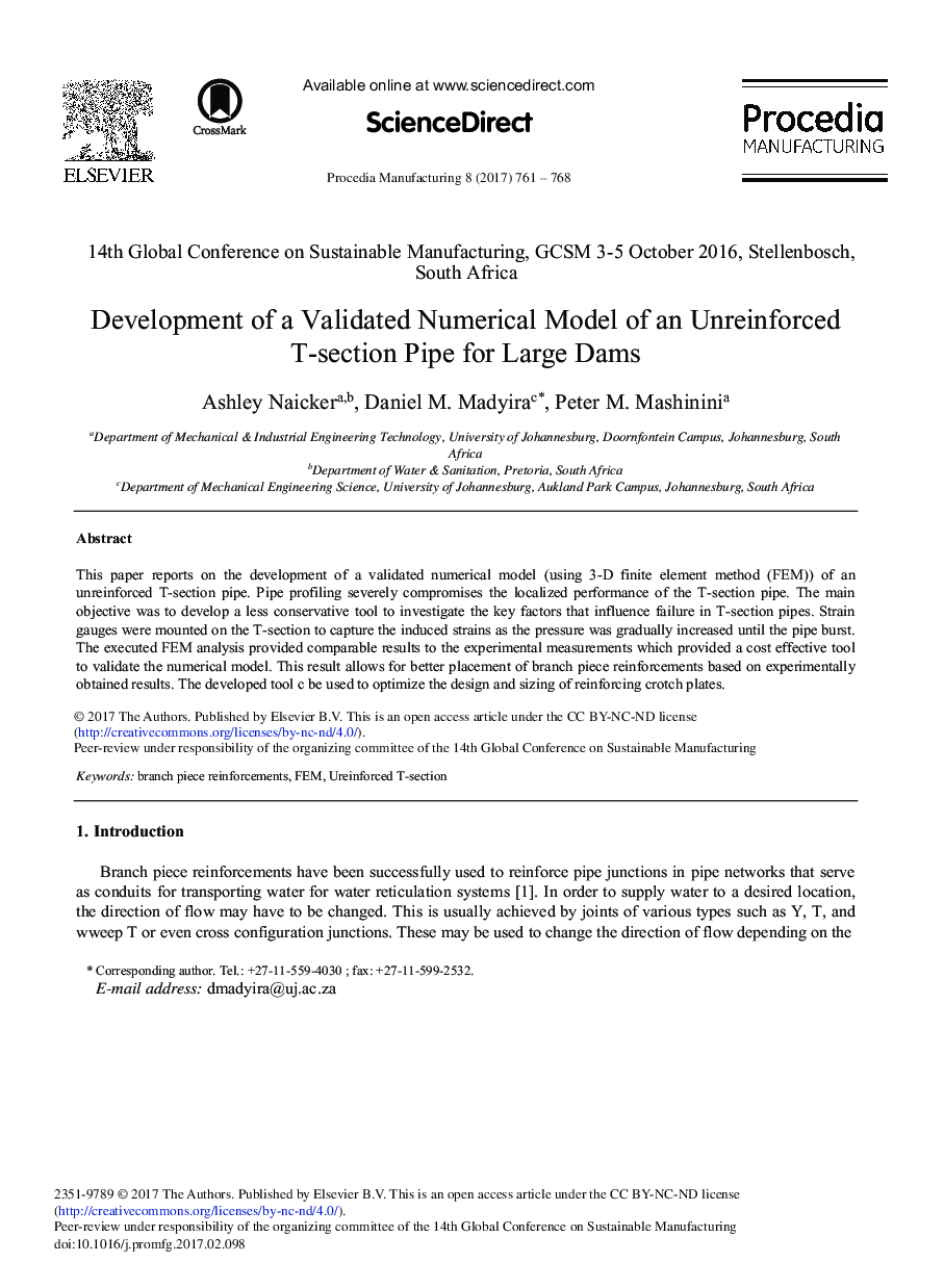 Development of a Validated Numerical Model of an Unreinforced T-section Pipe for Large Dams