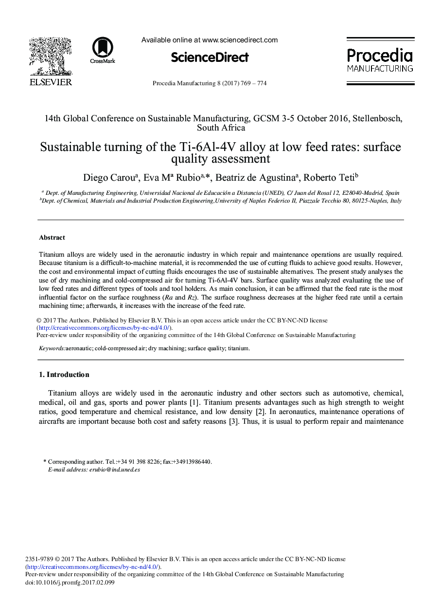 Sustainable Turning of the Ti-6Al-4V alloy at Low Feed Rates: Surface Quality Assessment