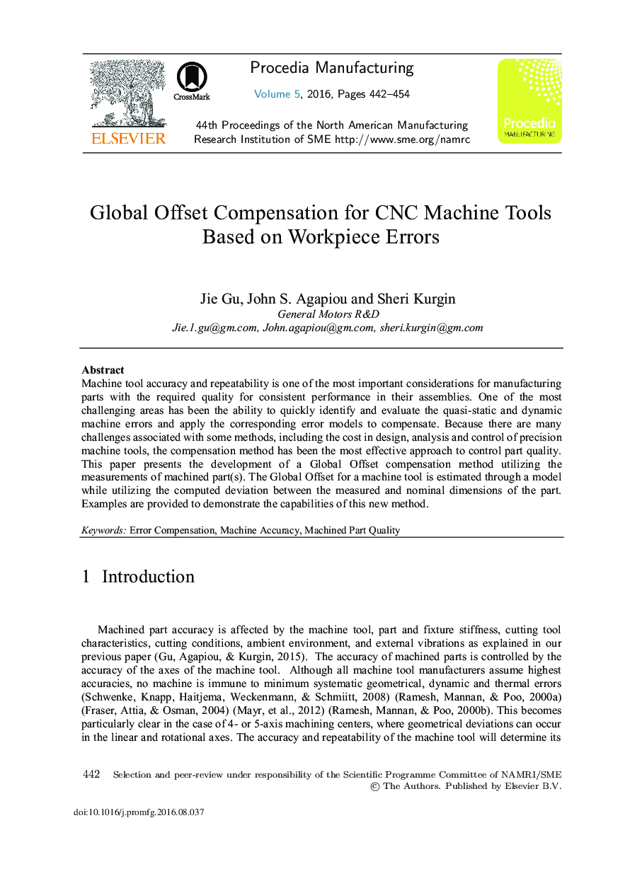 Global Offset Compensation for CNC Machine Tools Based on Workpiece Errors
