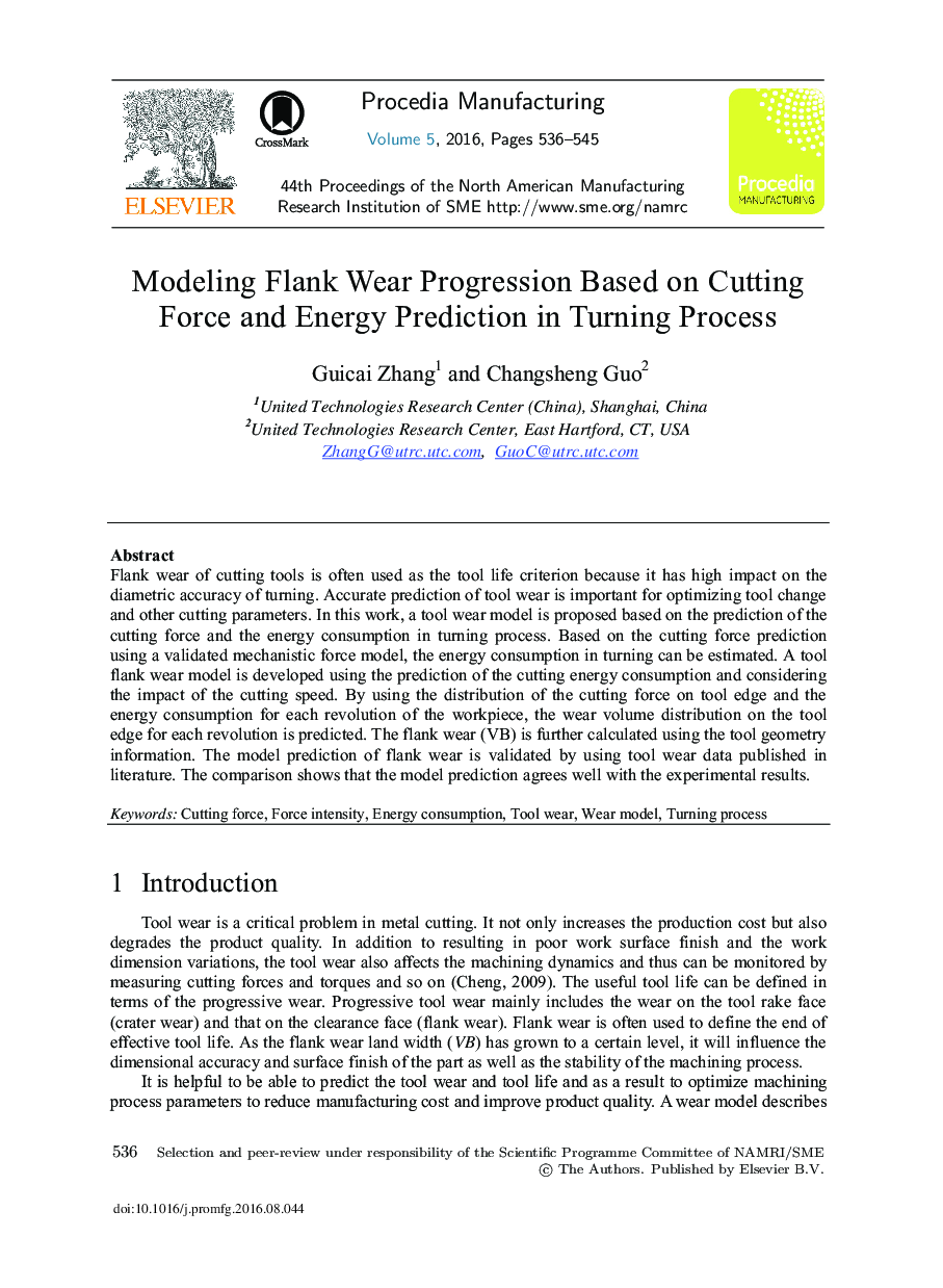 Modeling Flank Wear Progression Based on Cutting Force and Energy Prediction in Turning Process