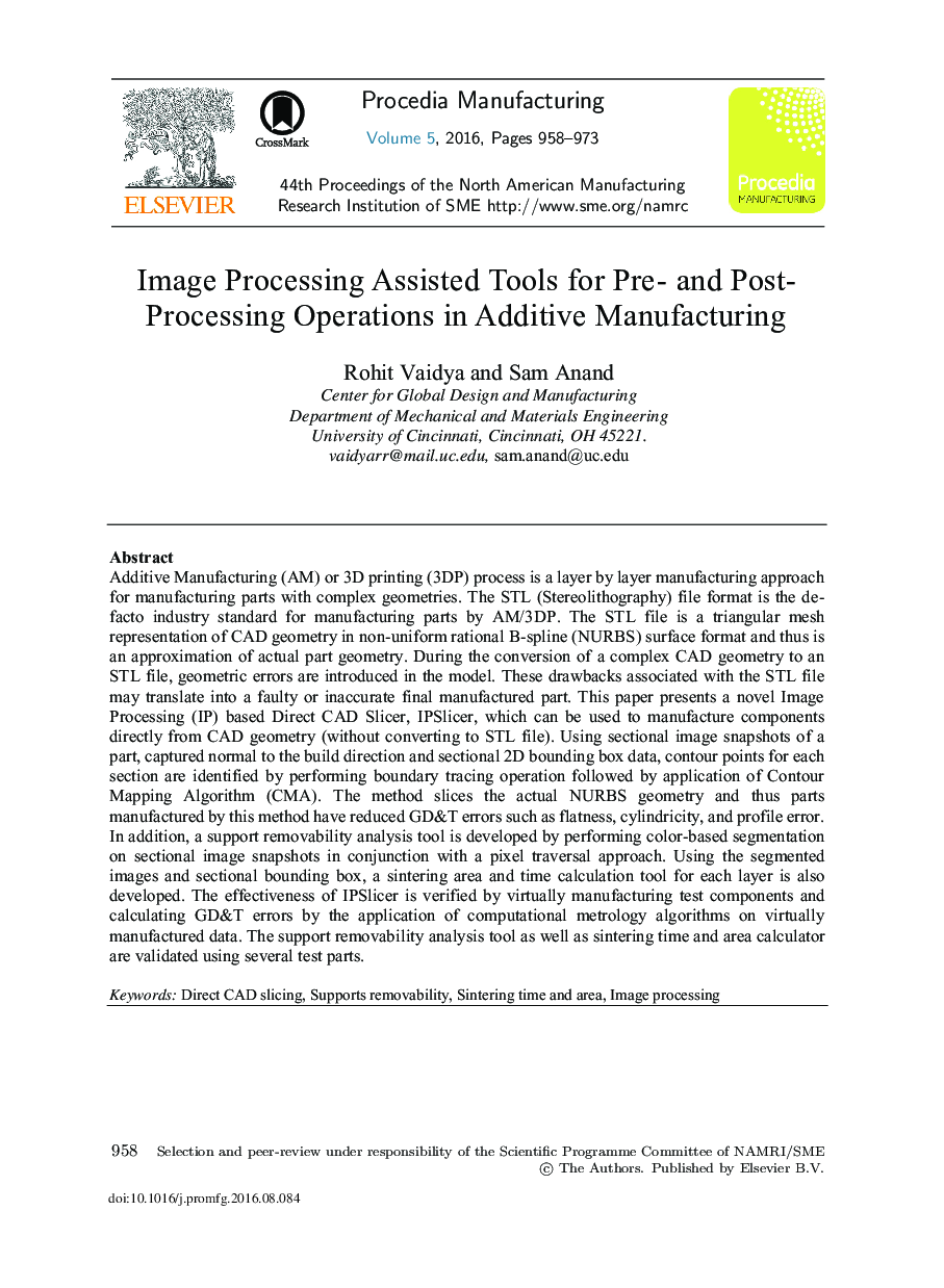 Image Processing Assisted Tools for Pre- and Post-processing Operations in Additive Manufacturing