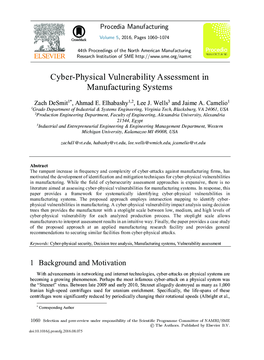 Cyber-physical Vulnerability Assessment in Manufacturing Systems