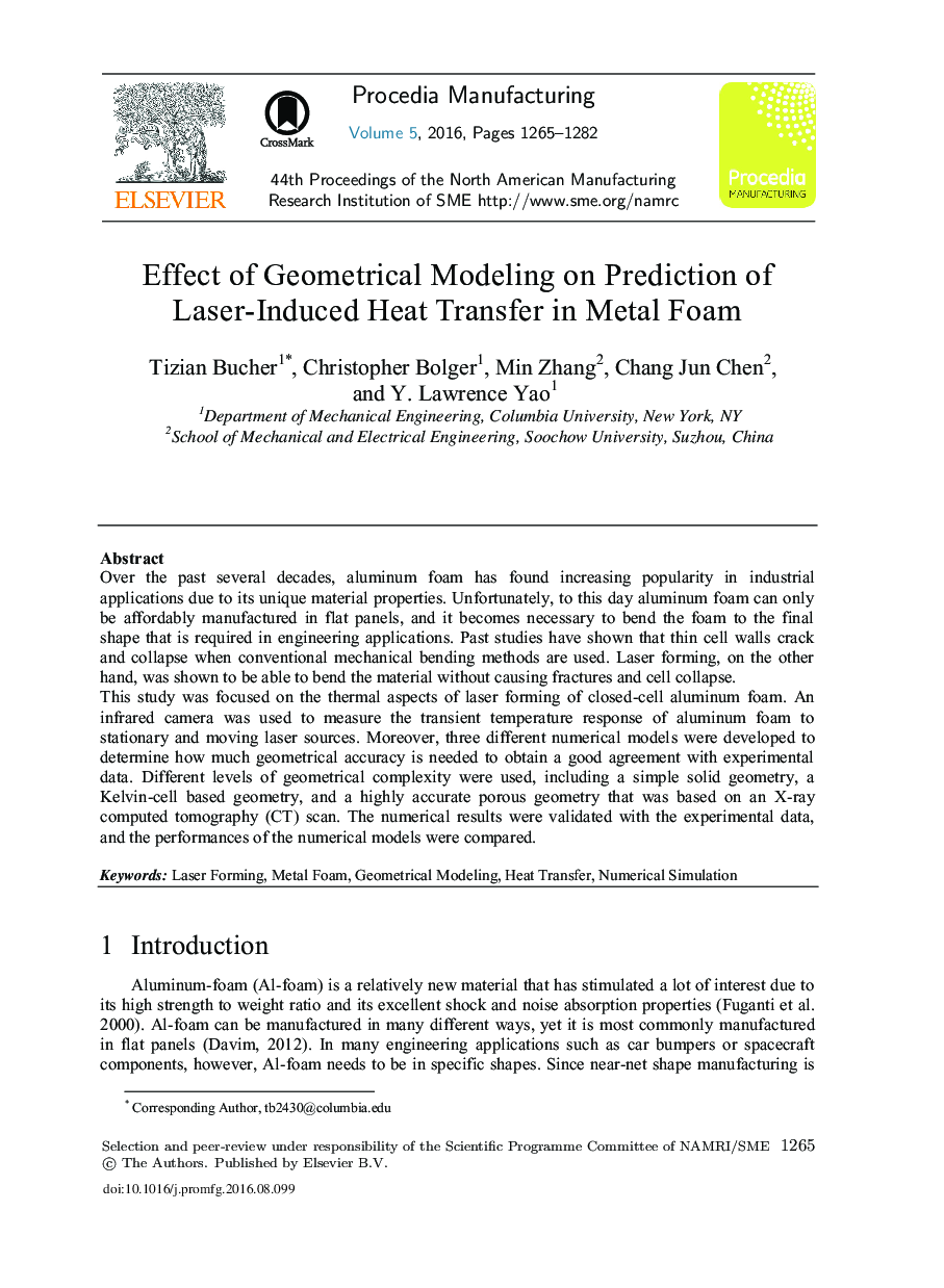 Effect of Geometrical Modeling on Prediction of Laser-Induced Heat Transfer in Metal Foam