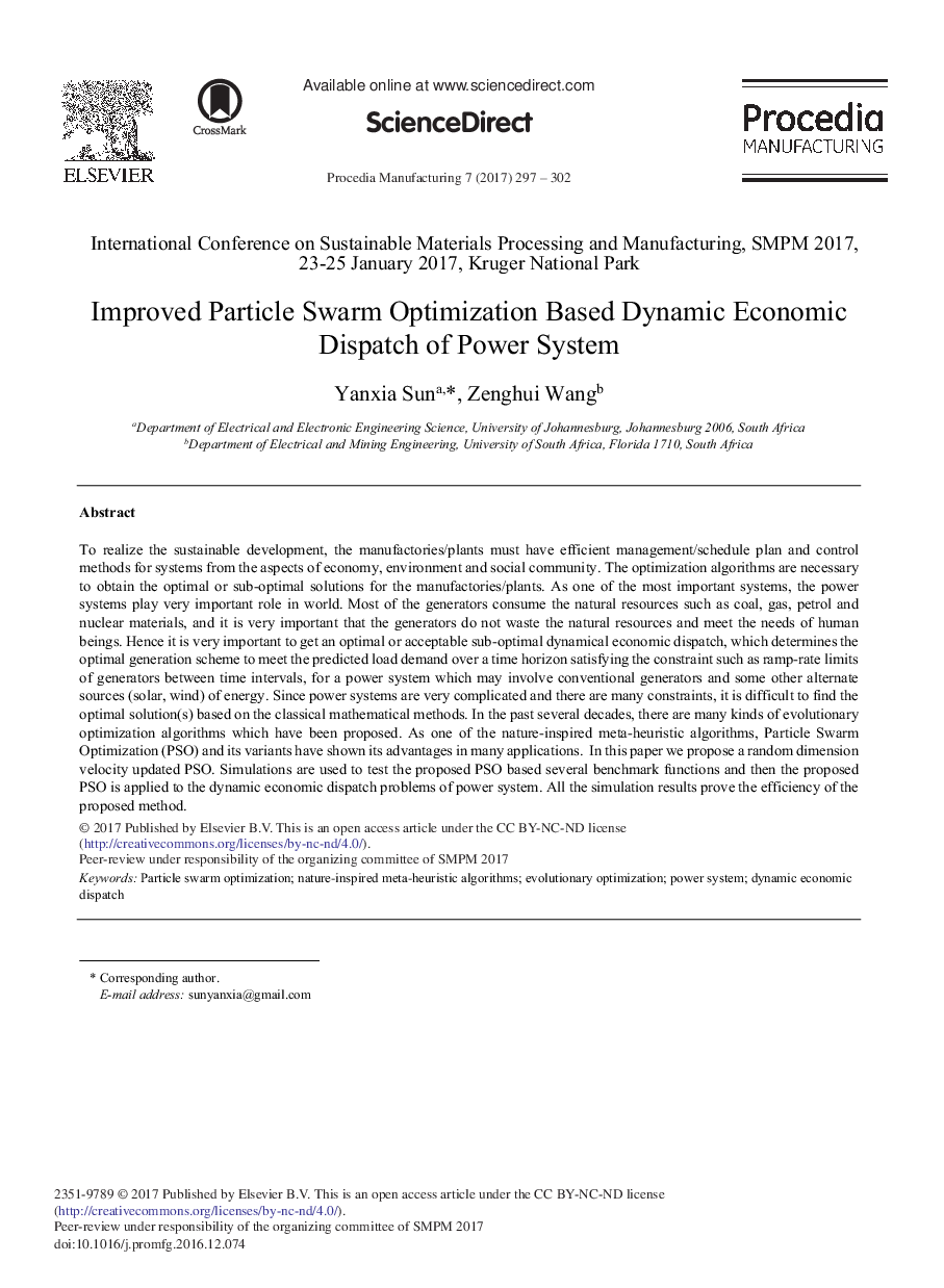 Improved Particle Swarm Optimization Based Dynamic Economic Dispatch of Power System