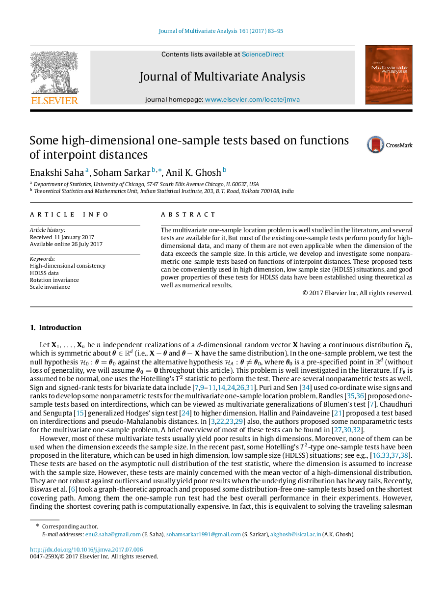 Some high-dimensional one-sample tests based on functions of interpoint distances