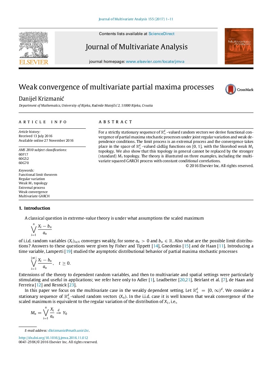 Weak convergence of multivariate partial maxima processes