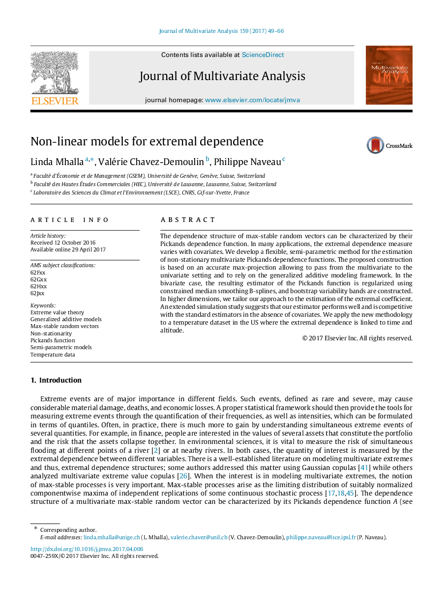 Non-linear models for extremal dependence