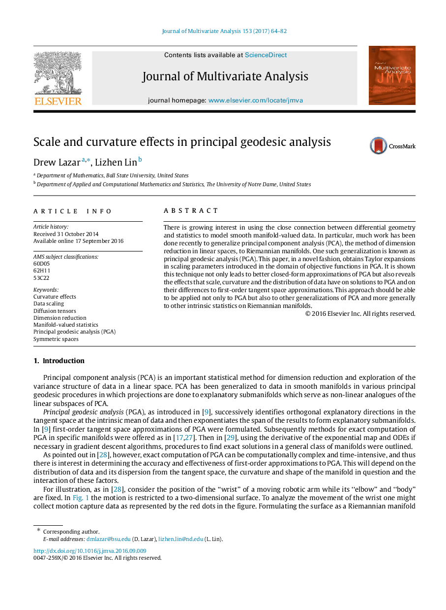 Scale and curvature effects in principal geodesic analysis