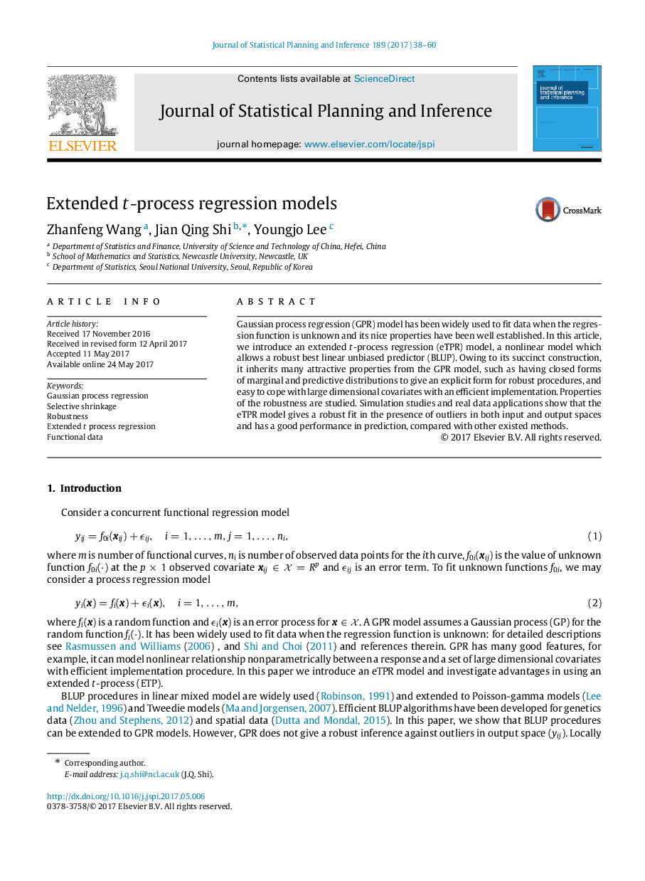 Extended t-process regression models