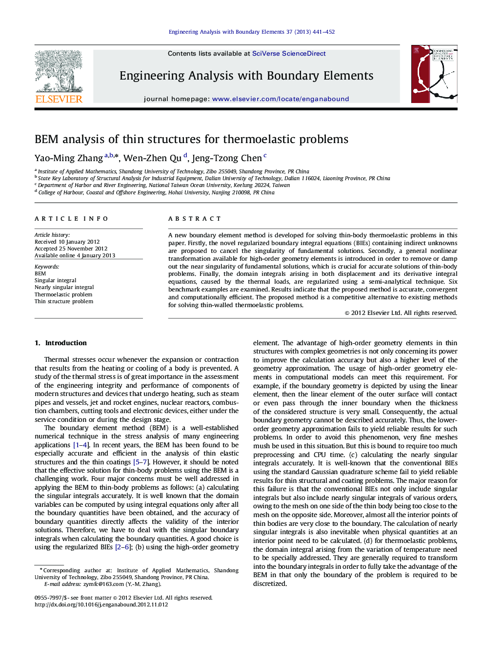 BEM analysis of thin structures for thermoelastic problems