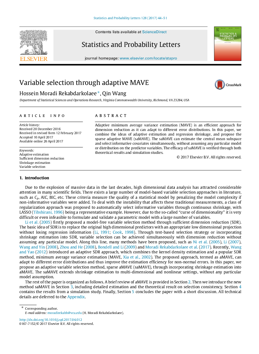 Variable selection through adaptive MAVE