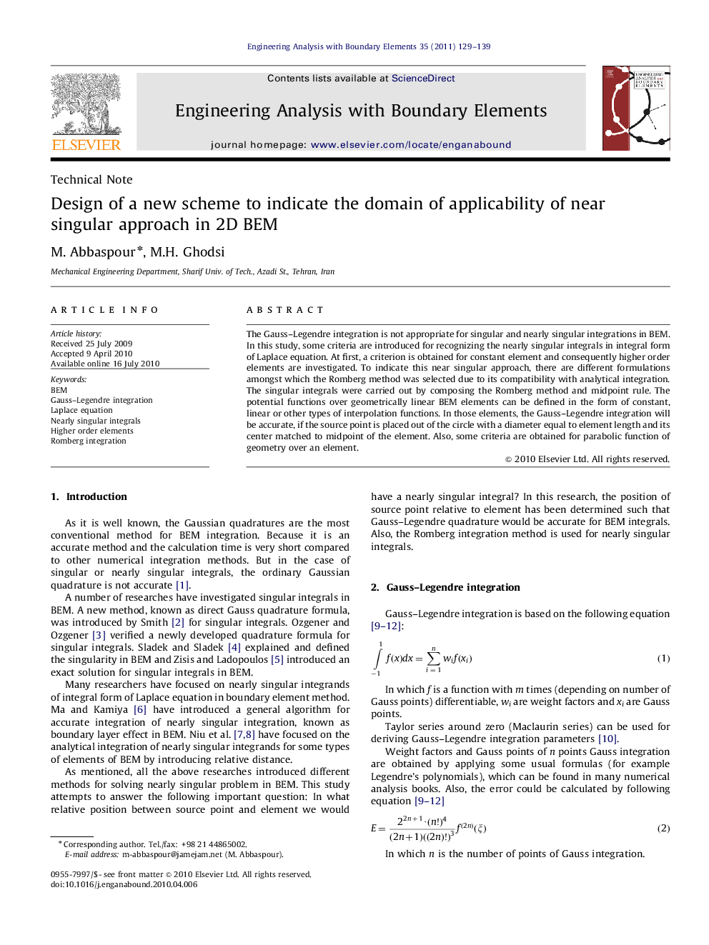 Design of a new scheme to indicate the domain of applicability of near singular approach in 2D BEM