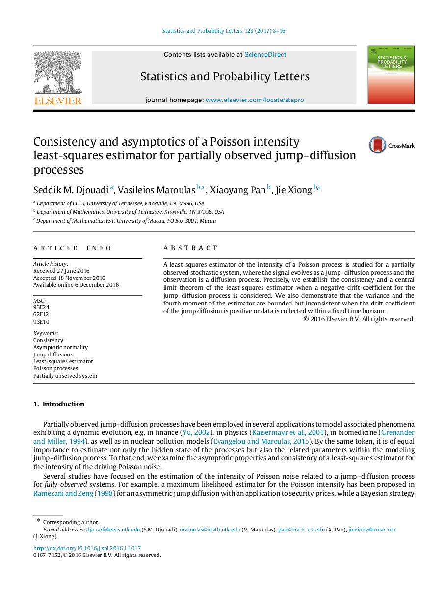 Consistency and asymptotics of a Poisson intensity least-squares estimator for partially observed jump–diffusion processes