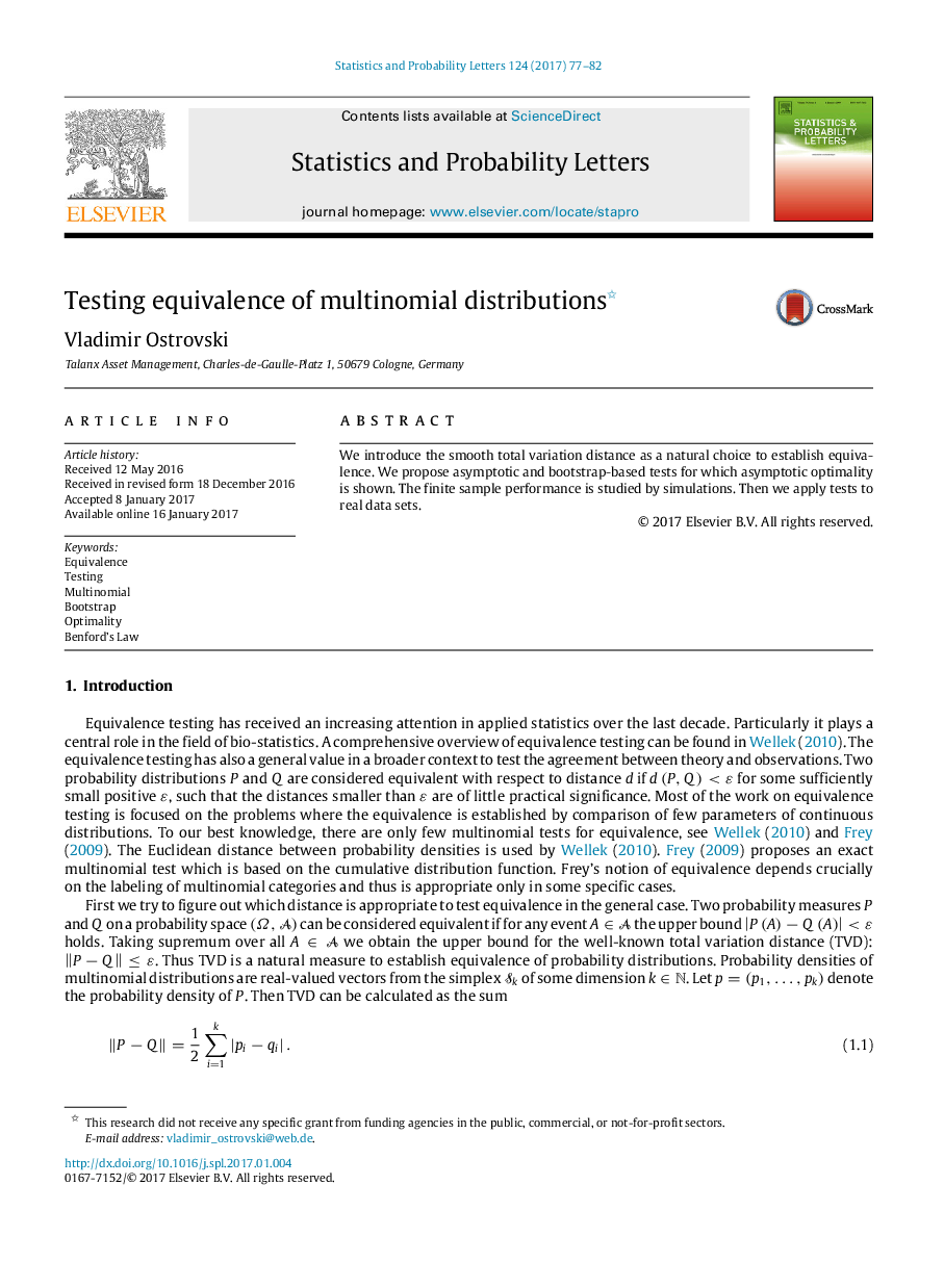 Testing equivalence of multinomial distributions