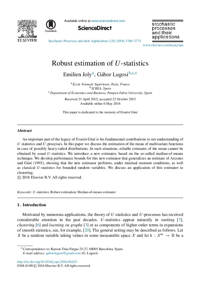 Robust estimation of U-statistics