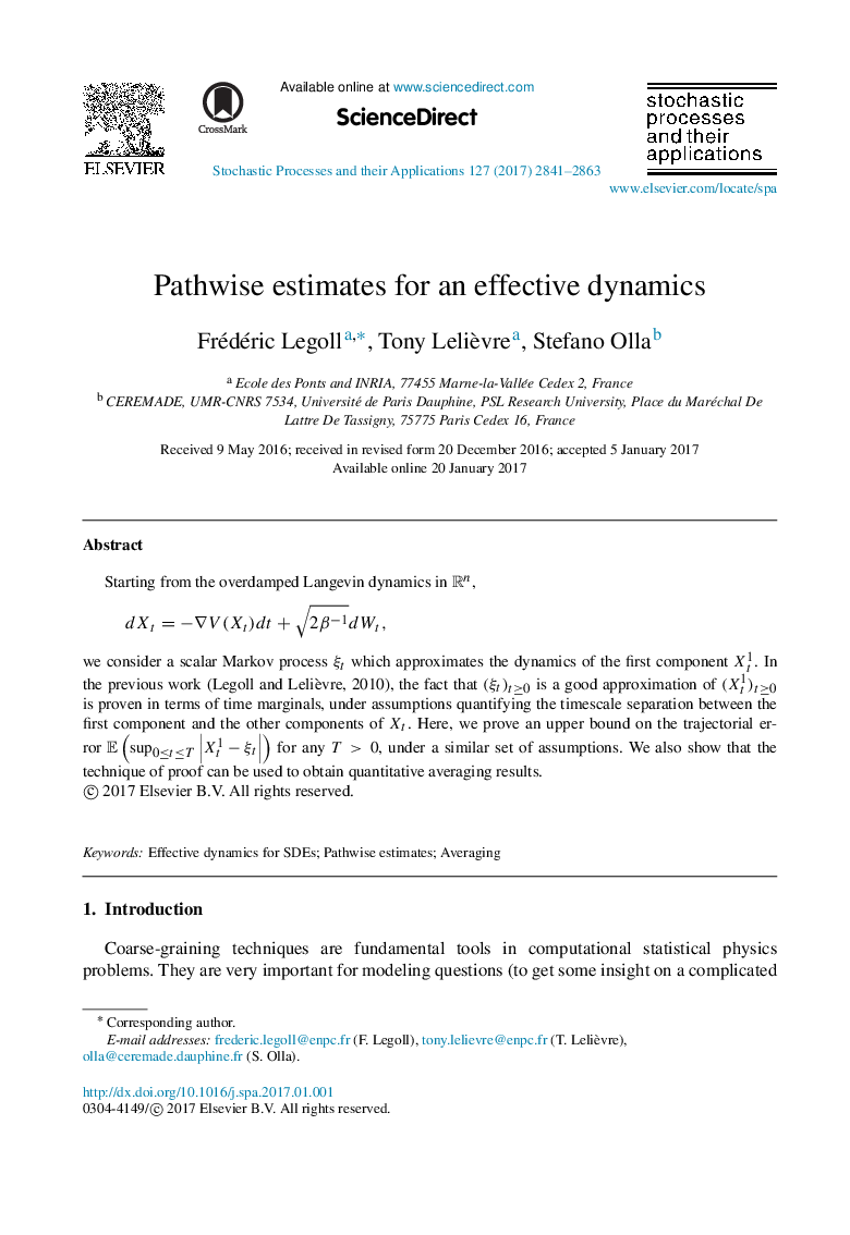 Pathwise estimates for an effective dynamics