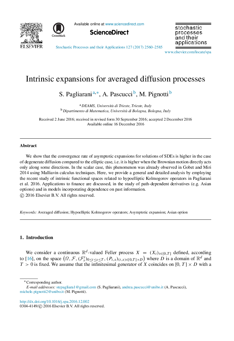 Intrinsic expansions for averaged diffusion processes