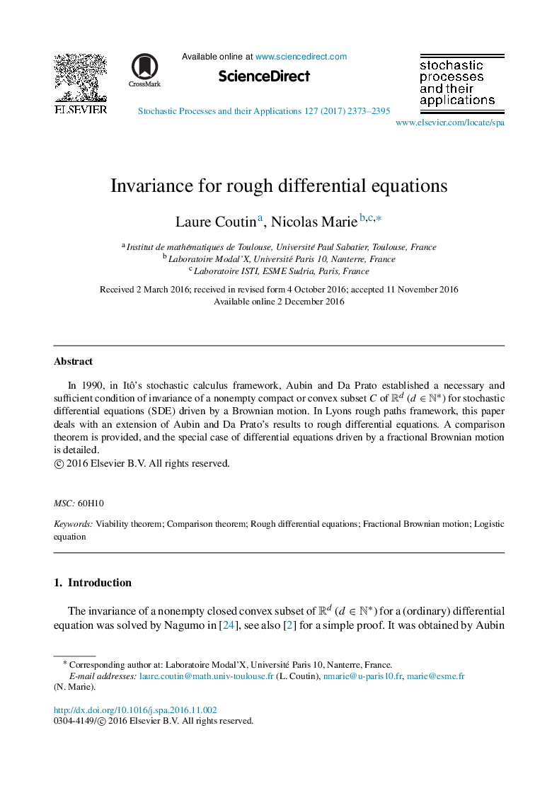 Invariance for rough differential equations