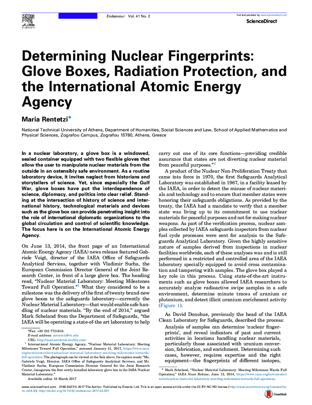 تعیین اثر انگشت هسته ای: جعبه دستکش، حفاظت تابش و آژانس بین المللی انرژی هسته ای