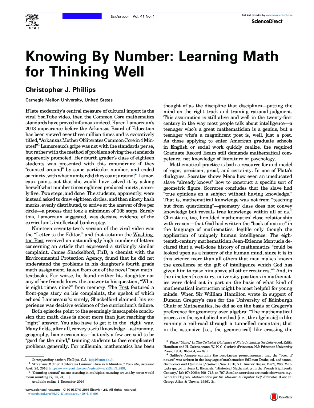 Knowing By Number: Learning Math for Thinking Well
