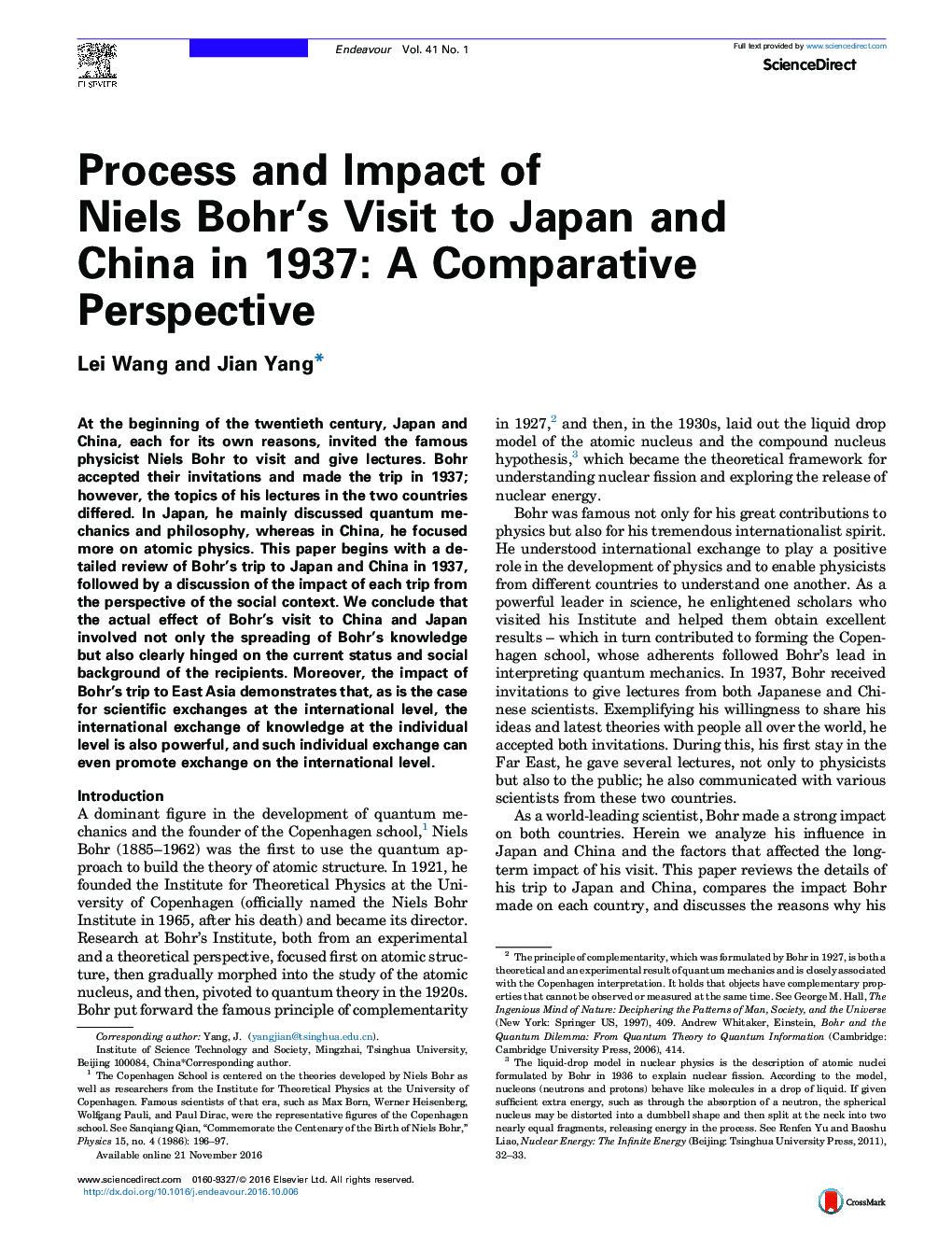 Process and Impact of Niels Bohr's Visit to Japan and China in 1937: A Comparative Perspective