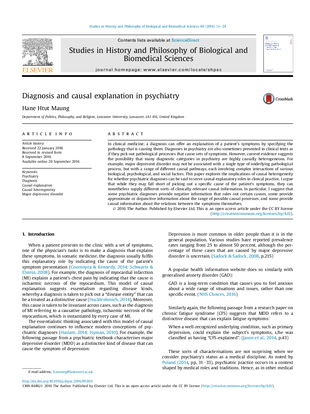 Diagnosis and causal explanation in psychiatry