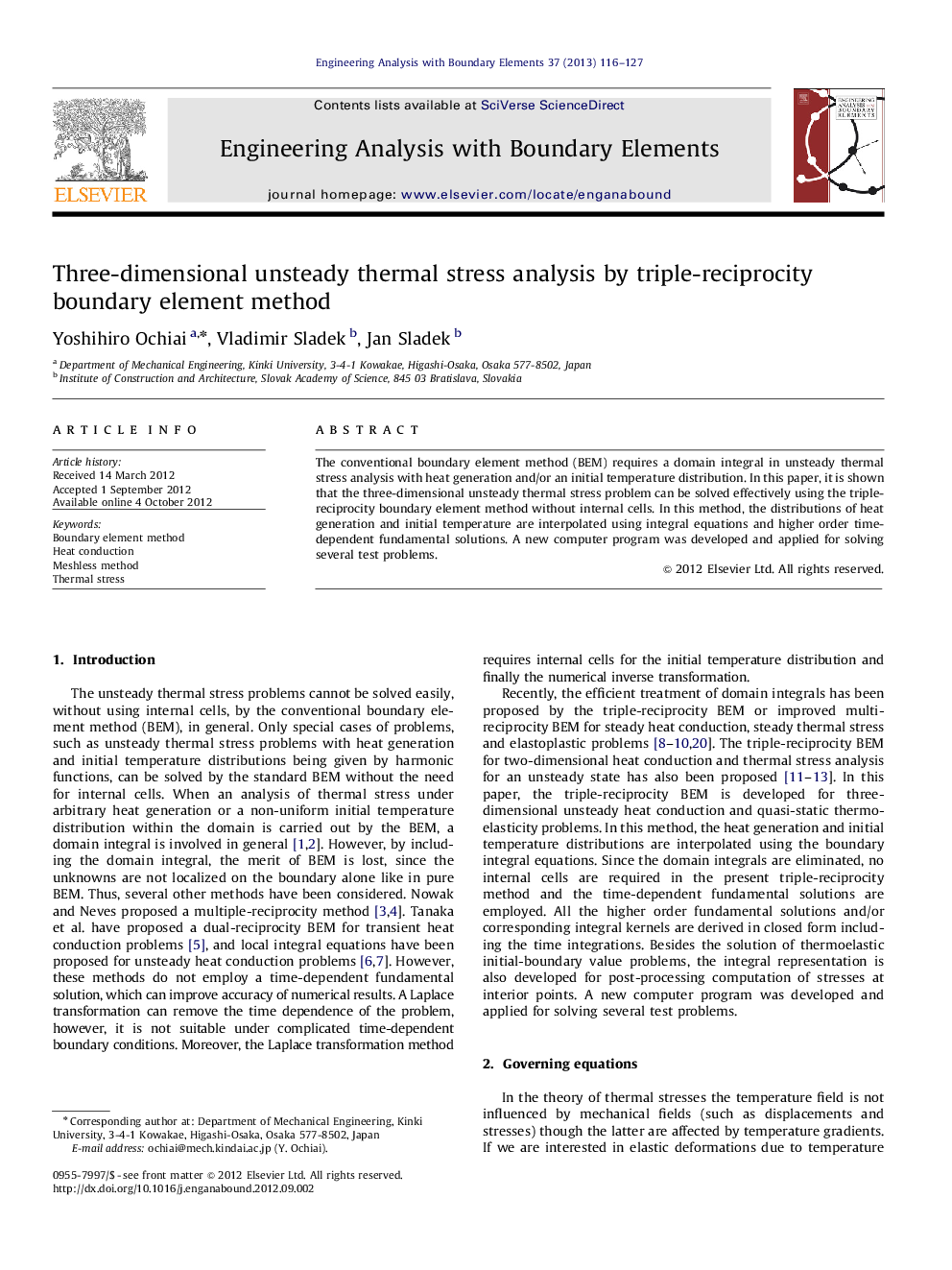 Three-dimensional unsteady thermal stress analysis by triple-reciprocity boundary element method