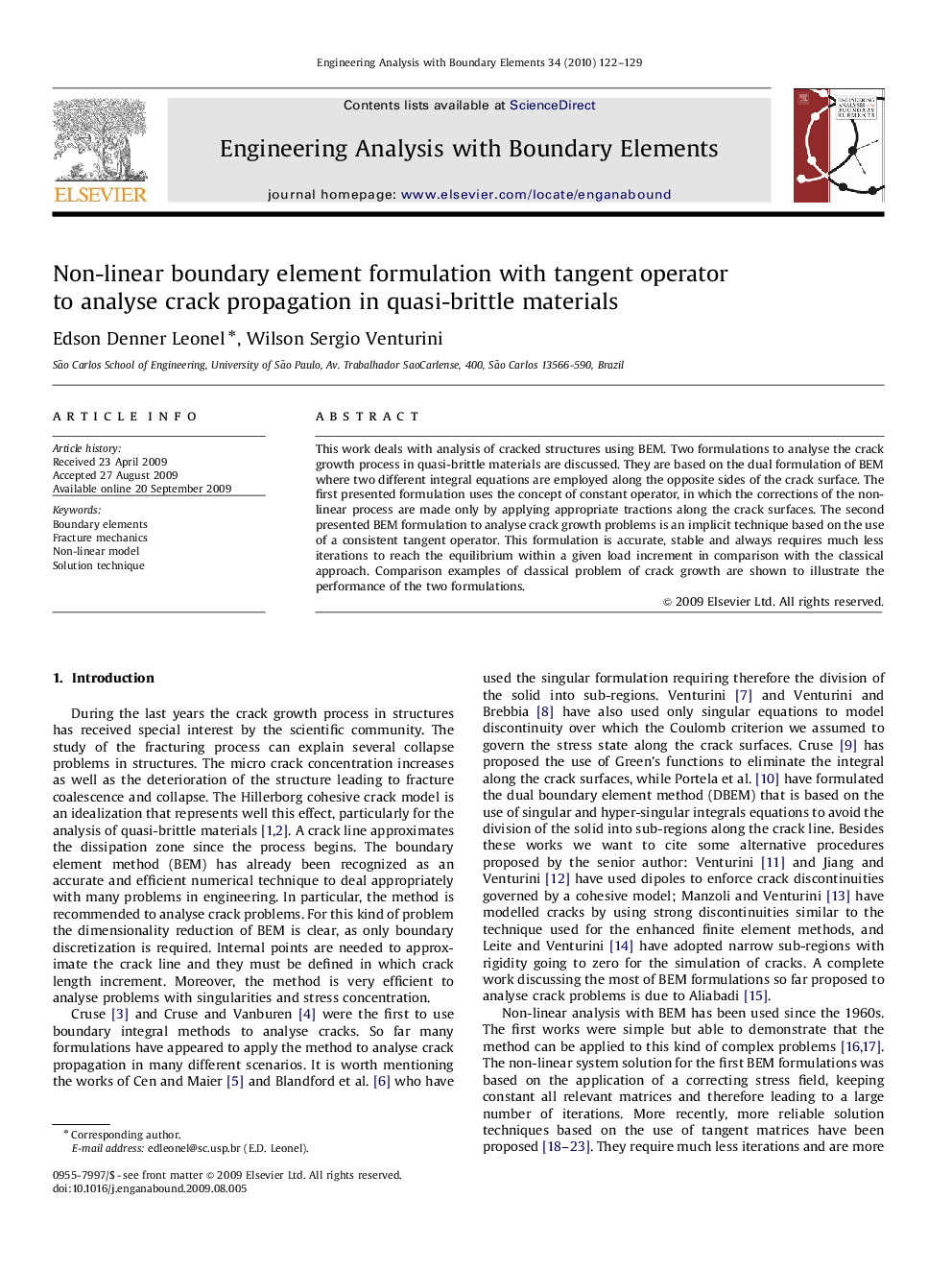 Non-linear boundary element formulation with tangent operator to analyse crack propagation in quasi-brittle materials