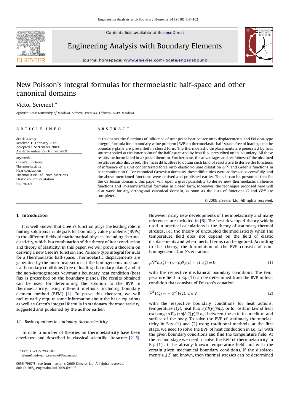 New Poisson's integral formulas for thermoelastic half-space and other canonical domains