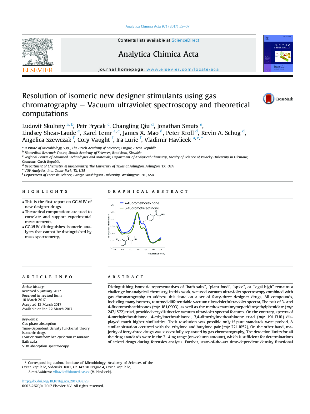 Resolution of isomeric new designer stimulants using gas chromatography - Vacuum ultraviolet spectroscopy and theoretical computations
