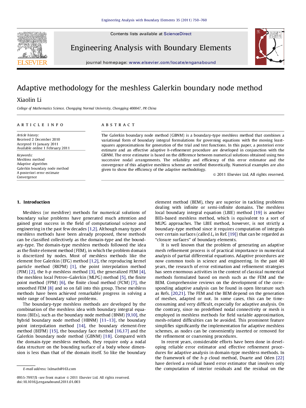 Adaptive methodology for the meshless Galerkin boundary node method