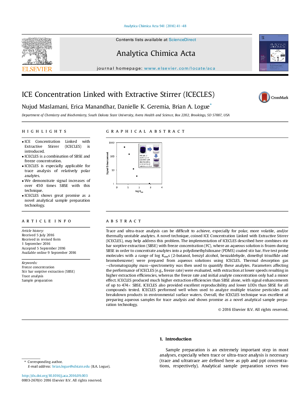 ICE Concentration Linked with Extractive Stirrer (ICECLES)